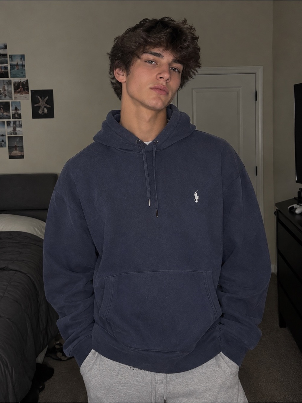Polo by Ralph Lauren Navy Crewneck Hoodie with Embroidered Pony